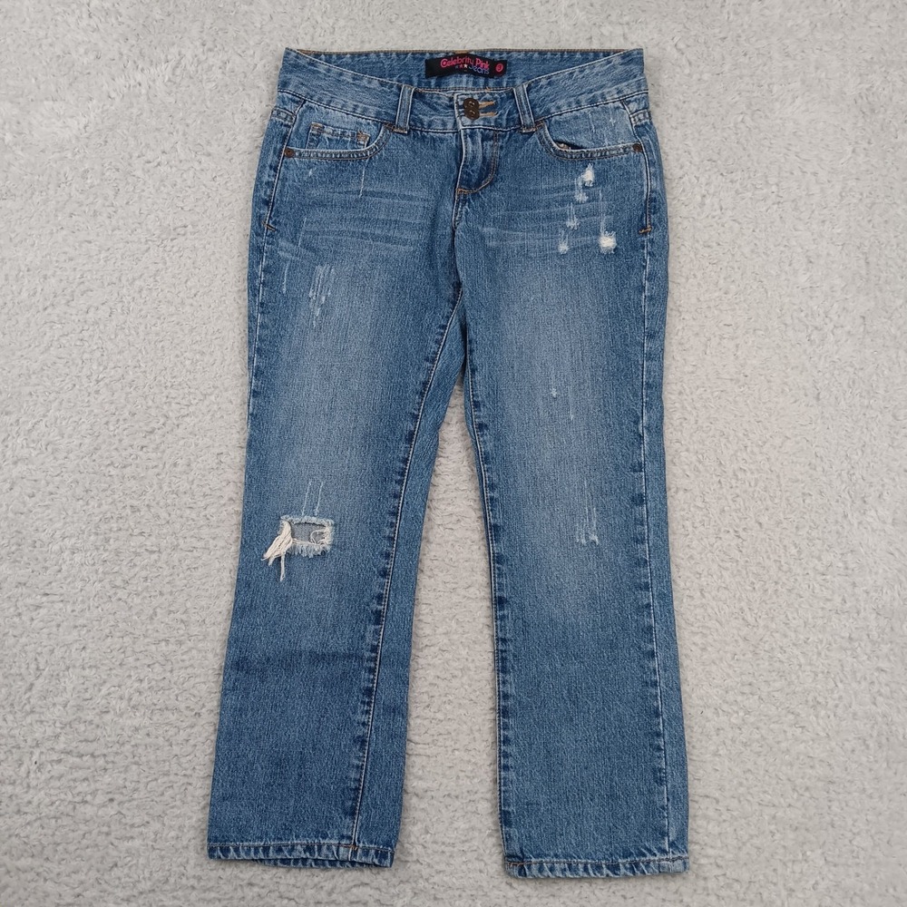 Celebrity Pink Jeans‎ Women Size 3 Blue Distressed Straight Leg CP05289D16M